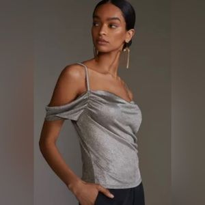 NWT Anthropologie Lurex Cowl Neck Off The Shoulder Top - Medium